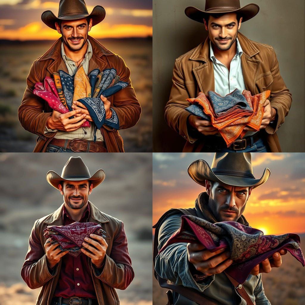 Seductive Cowboy Offers Paisley Bandanas