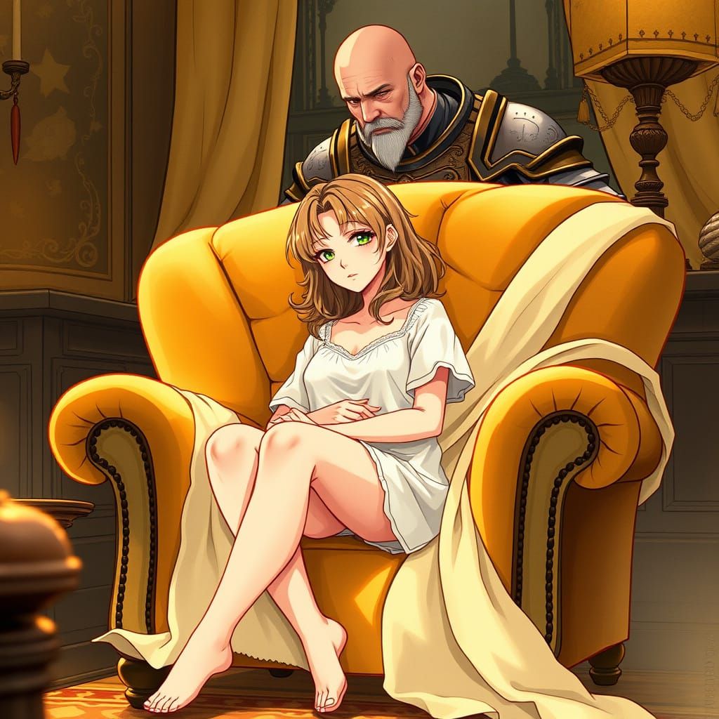 Cozy Anime Scene with Gentle Cleric and Young Woman