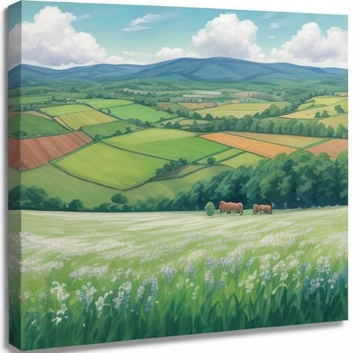 Happy Cows in Meadow: Watercolor Illustration