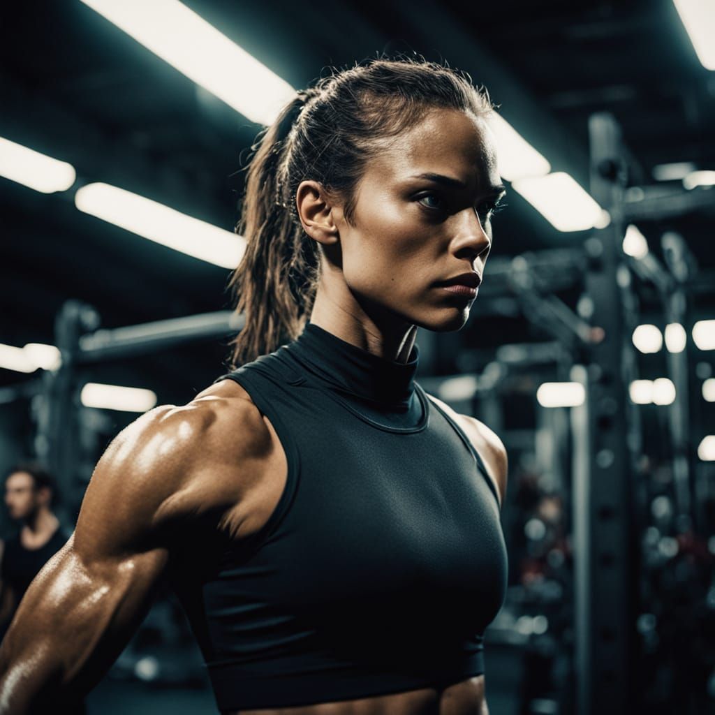 Intense Gym Training: Woman's Focused Fitness Session