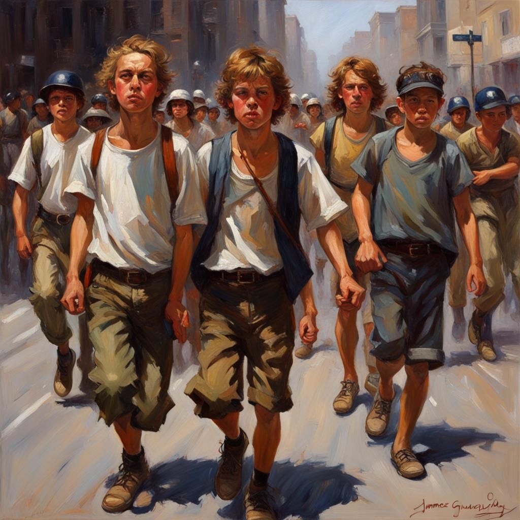 Youthful Protest in Oil Painting Style
