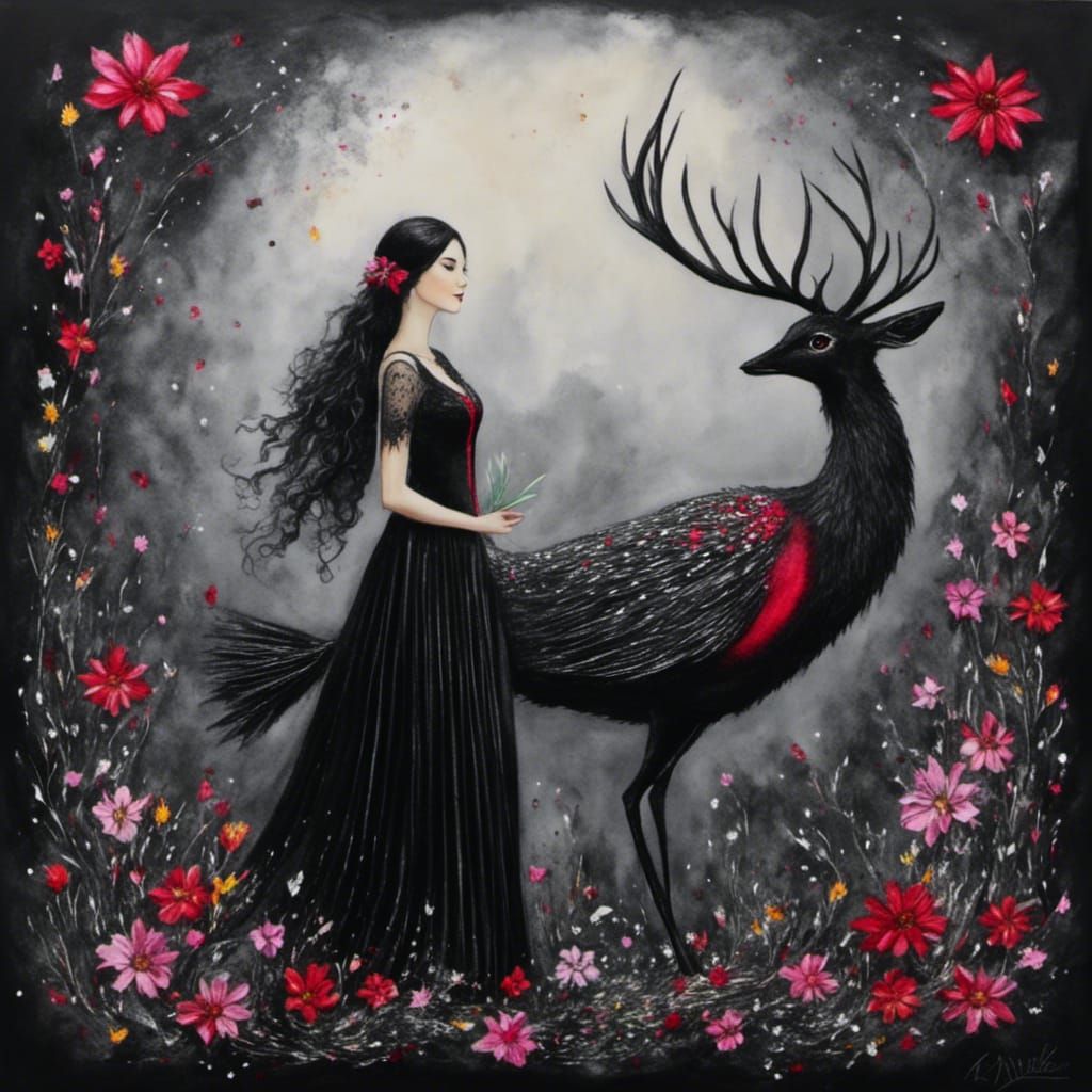 AI-Generated Fairy Portrait in Charcoal Style