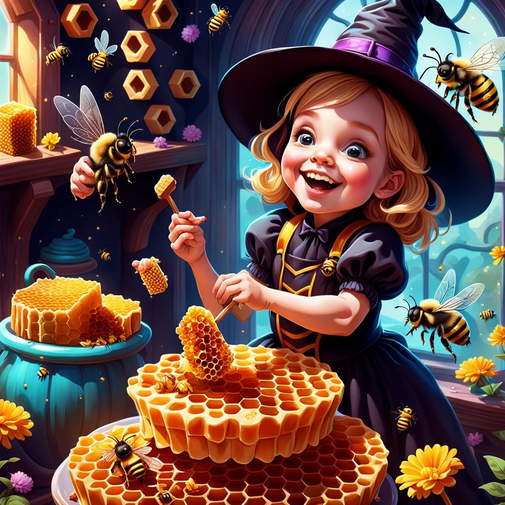 Happy Baby Witch with Honeycomb in Candy Art