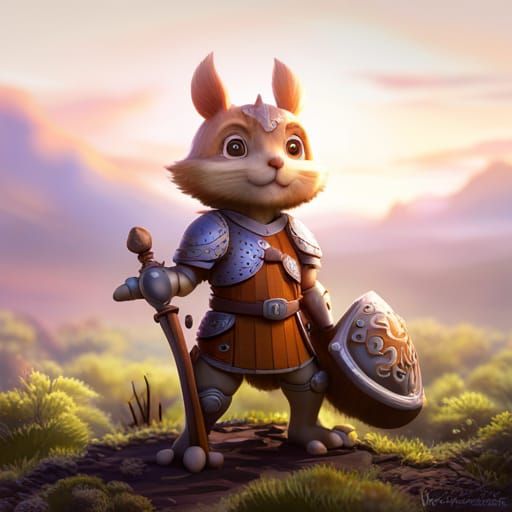 Squirrel Knight in Armor, Studio Ghibli Style