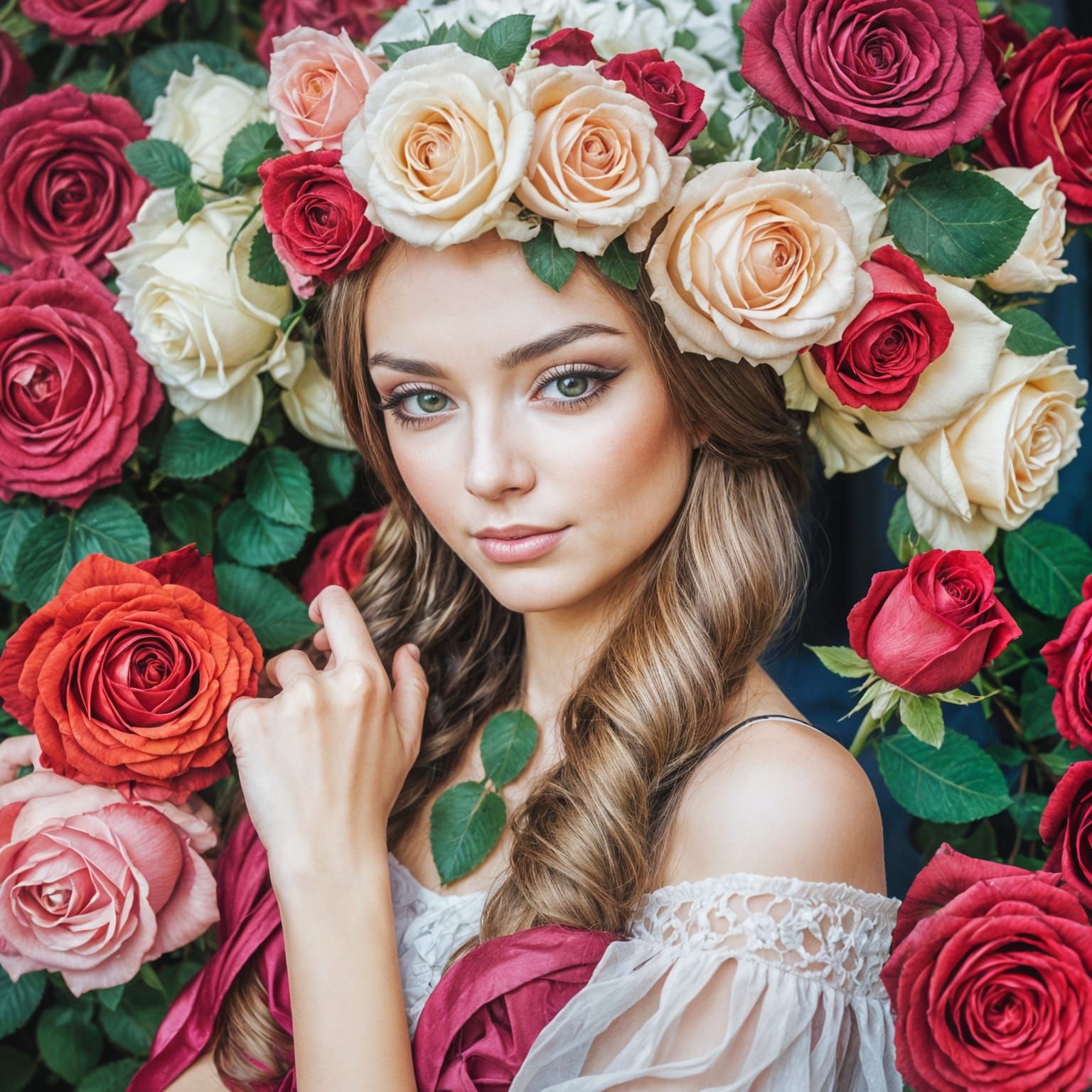 Girl with Rose Kokoshnik: A Beautiful Portrait