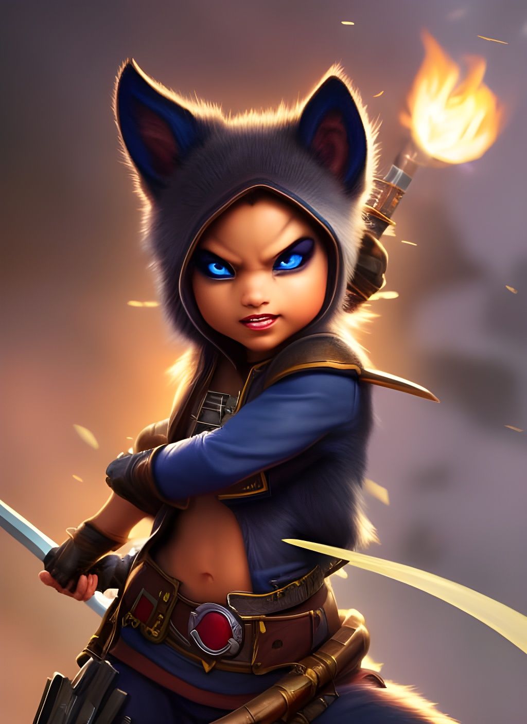 Hyperrealistic Raccoon Rogue Ninja: Detailed Concept Art
