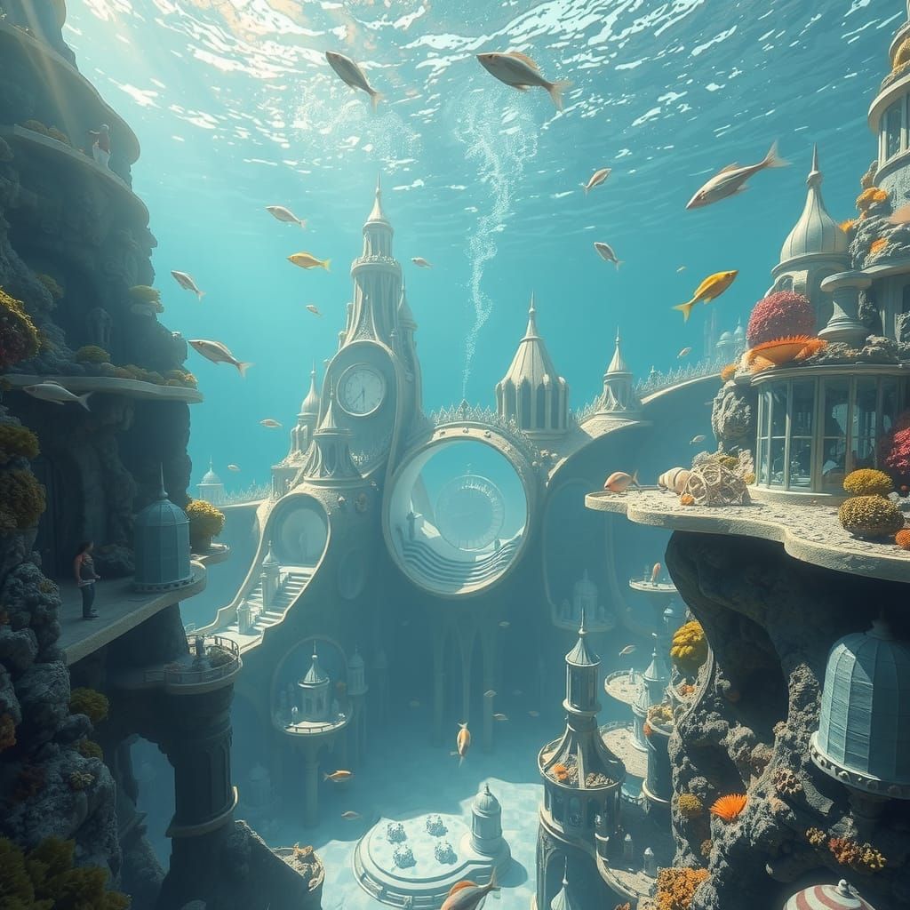 Spectacular Underwater City in Coral Reef