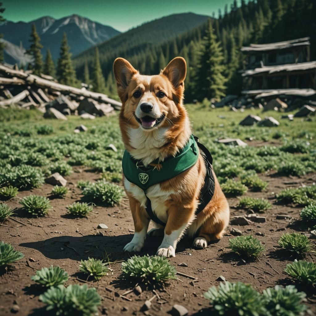 Emerald Corgi: Cinematic Film Still