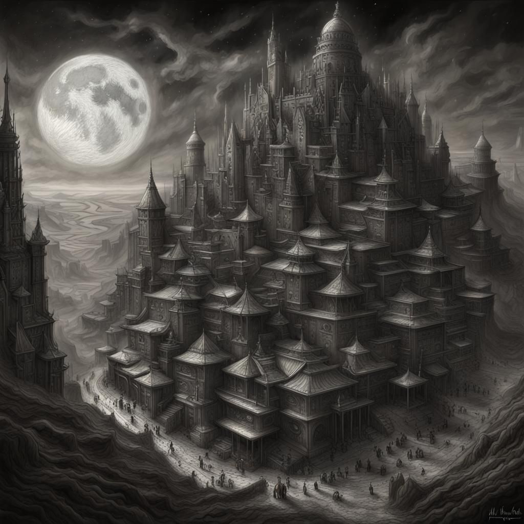 East of the Sun Charcoal Board Game Art