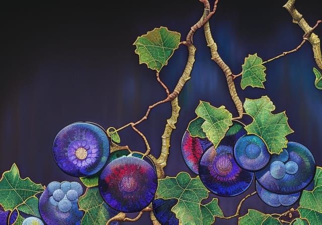 Stained Glass Grape Vines Digital Art