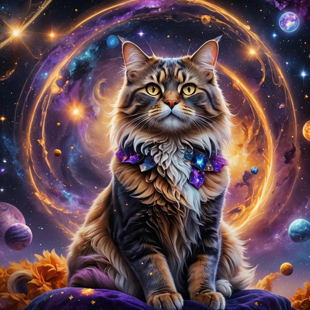 Regal Galaxy Cat in Fantasy Concept Art
