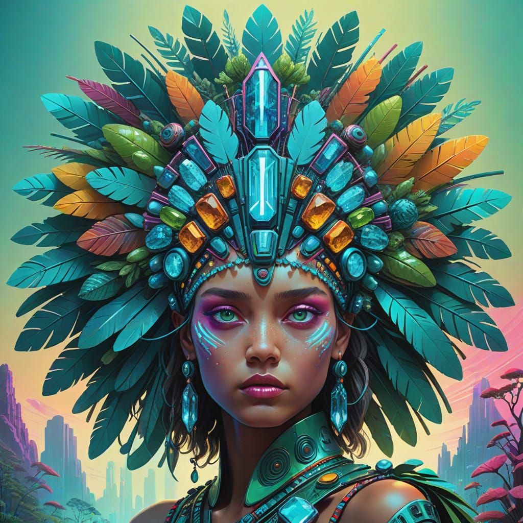 Regal Amazonian Warrior in Emerald Jungle