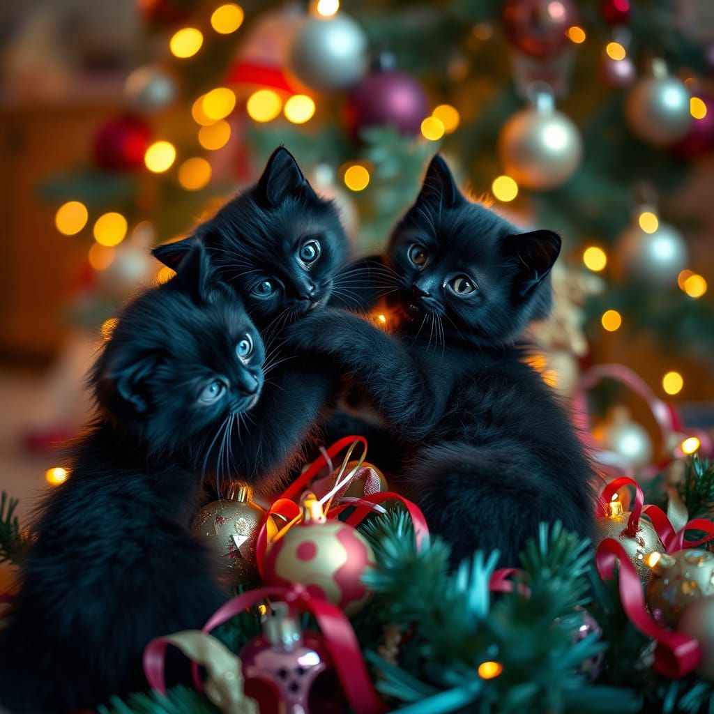 Cute Kittens Frolic in Warm Winter Wonderland