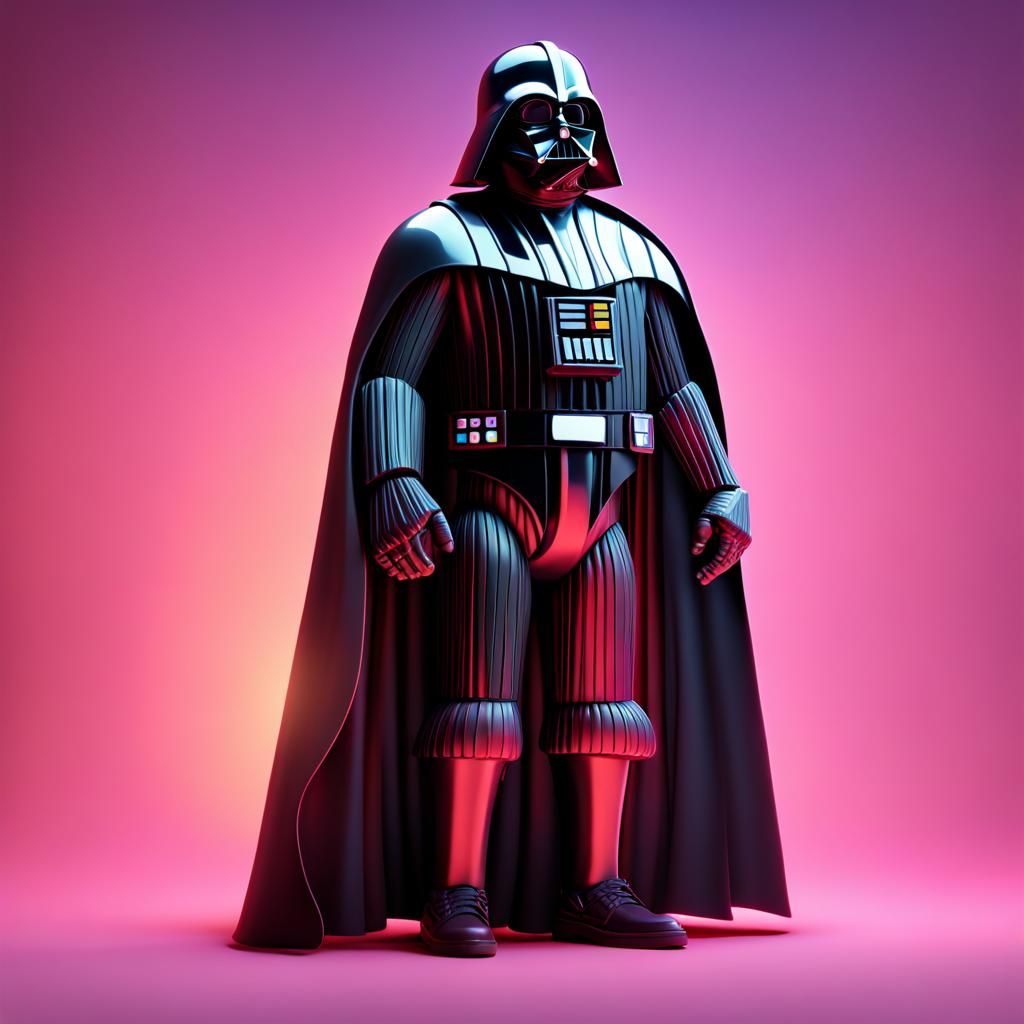 Humorous Dad Bod Darth Vader in Pixar Style
