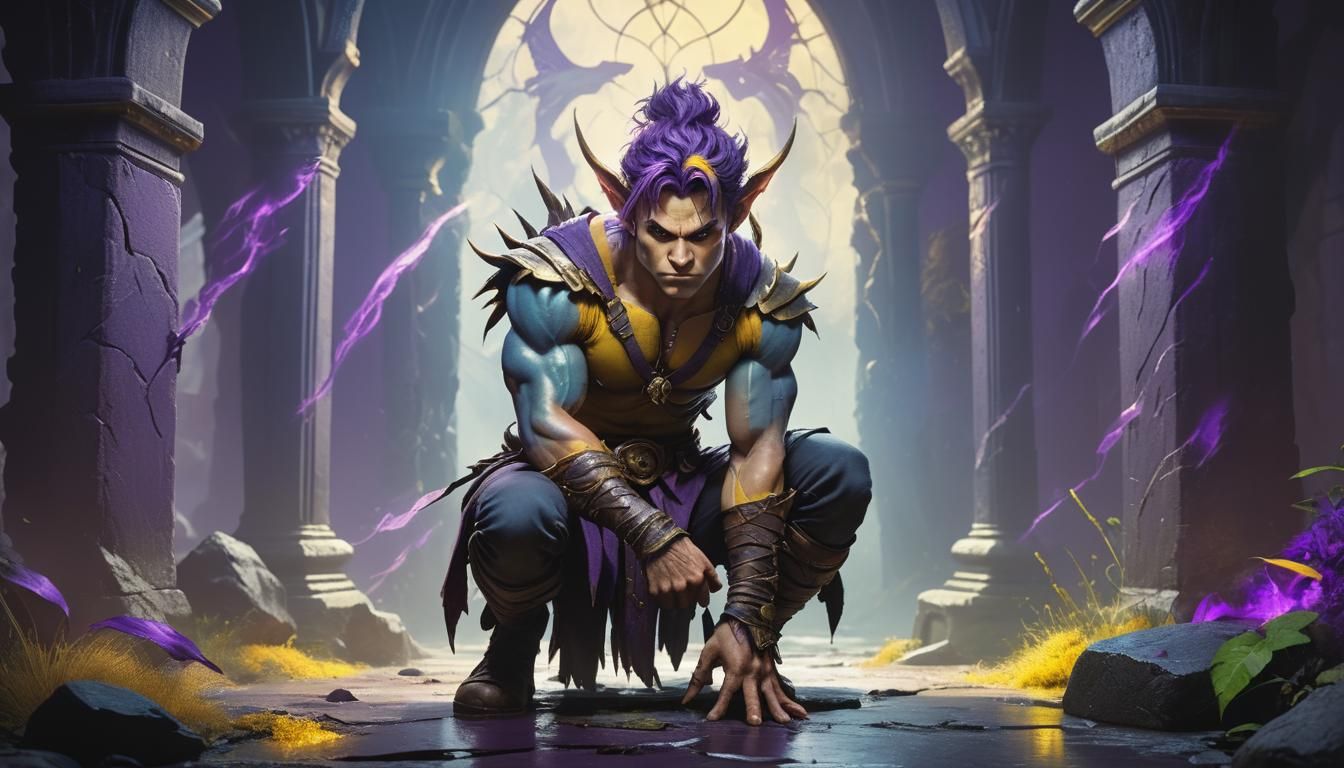 Grim Dark Fae Warrior in Moody Fantasy Landscape