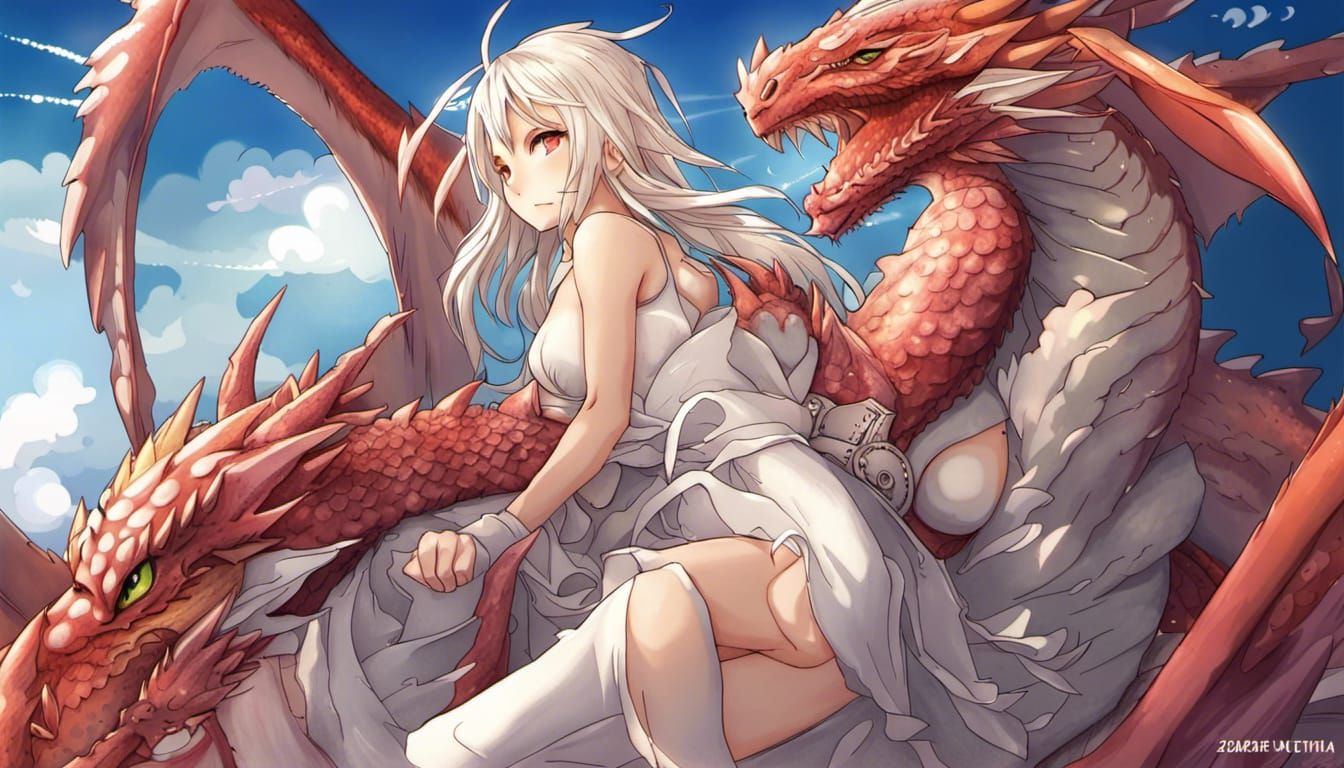 Anime Dragon Hybrid in Japanese Manga Style