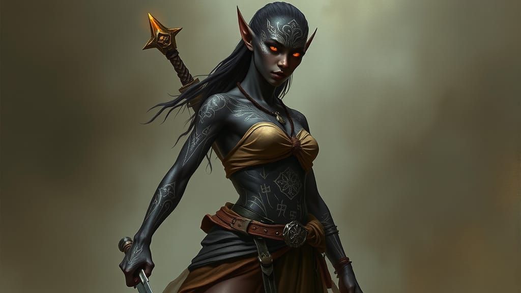 Dark Elf Rogue Queen with Mystical Energy
