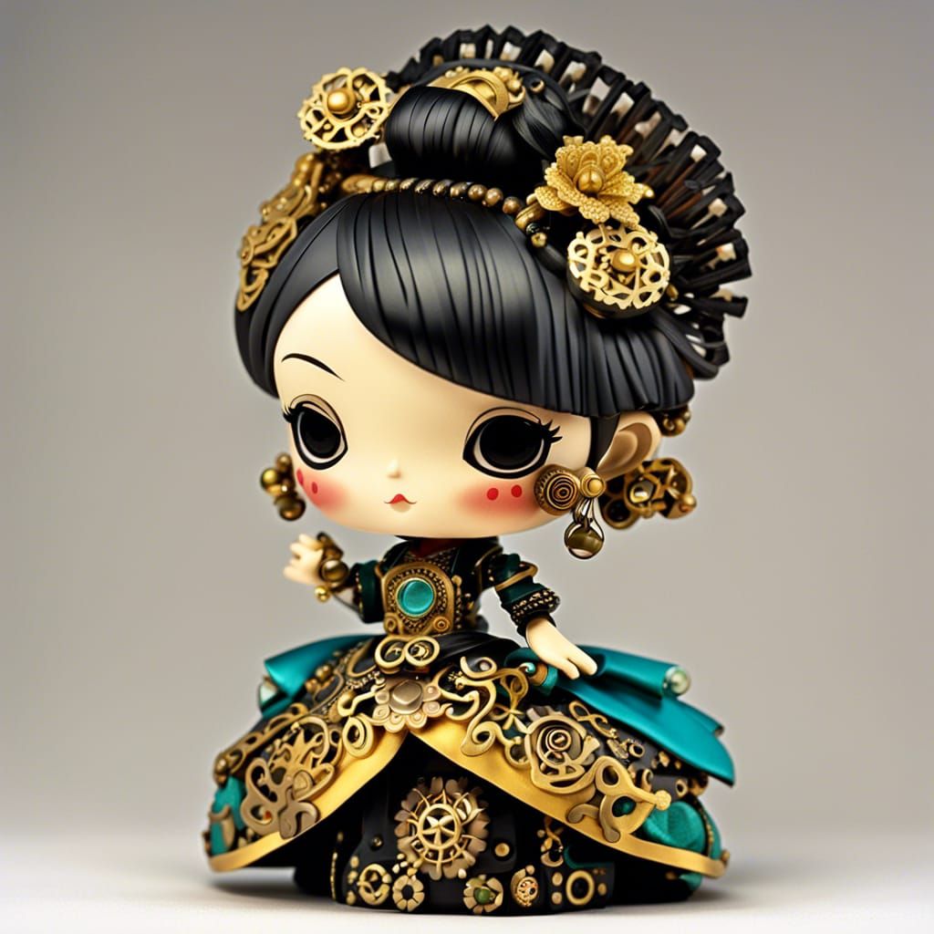 Steampunk Geisha in Luminescent Forest