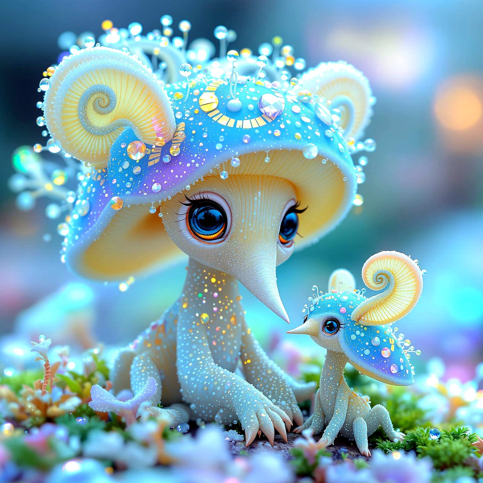 Enchanting Forest Hybrid Creatures With Dew Drops