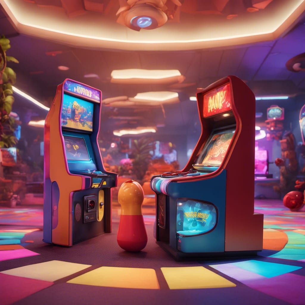 Immersive PC Gaming Arcade in 3D Digital Art