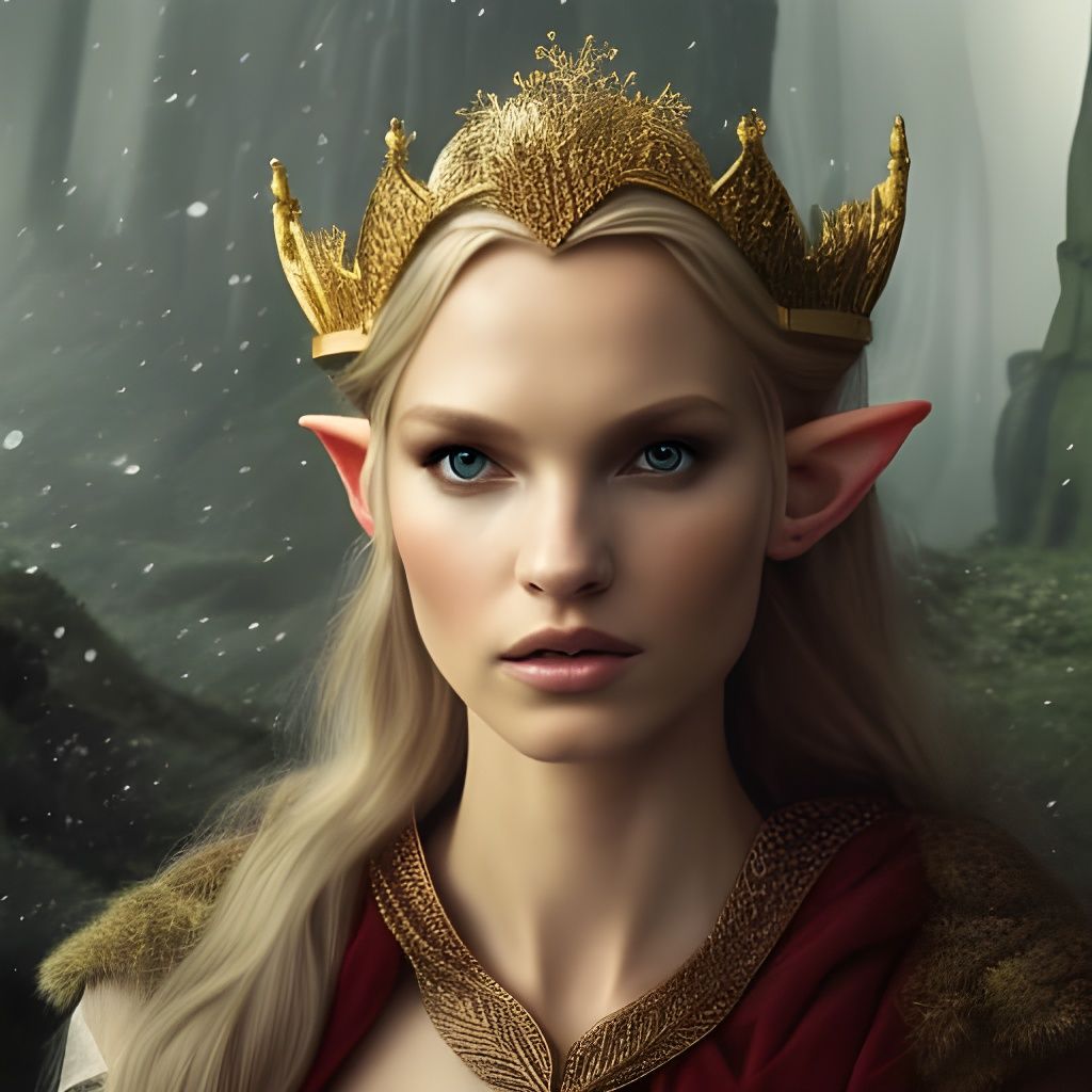 Queen Elf Portrait in Art Nouveau Style