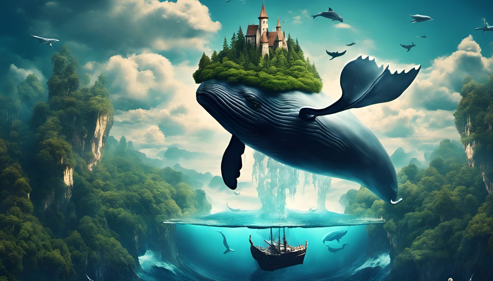 Fantasy World: Upside Down Sea and Flying Whale