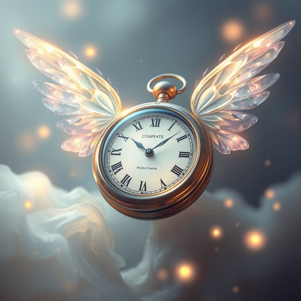 Ethereal Timepiece with Delicate Wings