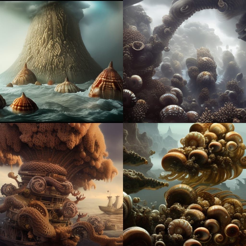 Dramatic Sea Snails Digital Matte Painting