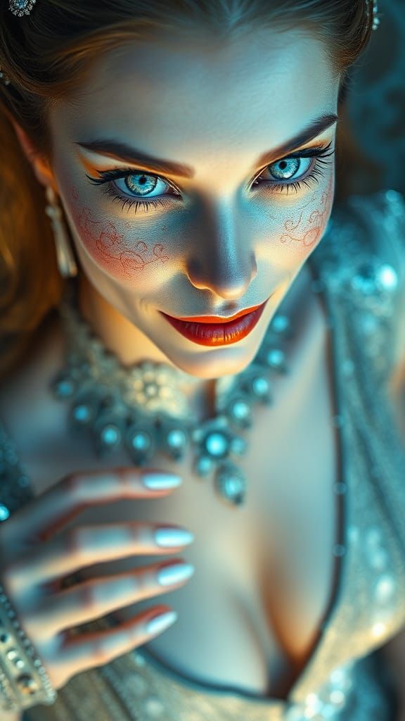 Regal Alien Woman with Iridescent Eyes