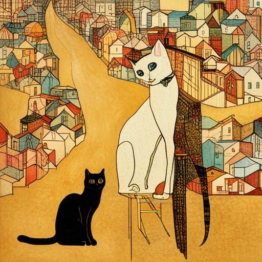 Cat in Modern Illustrative Style