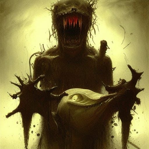 Cannibal Banana: A Macabre Scene in Doré Style