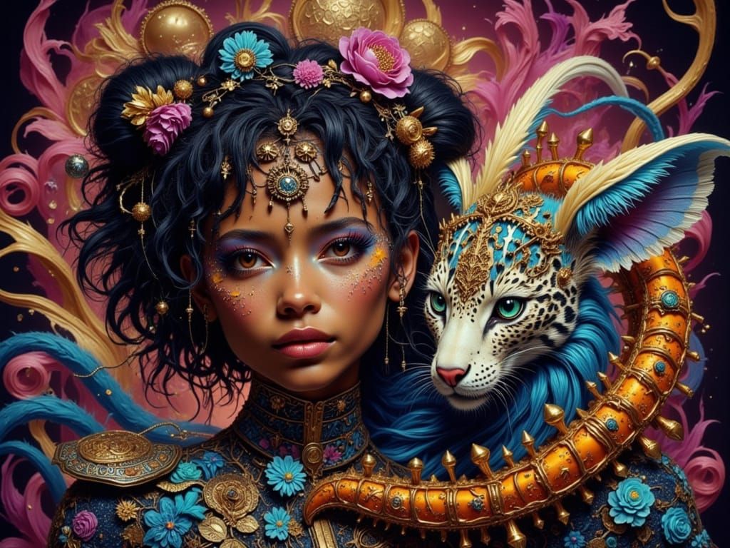 Person with Spirit Animal in Fantasy Realism