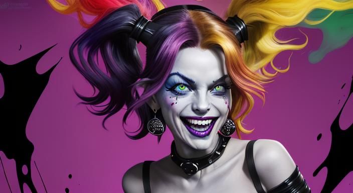 Harley Quinn Laughing in Tornado, Experimental Photography