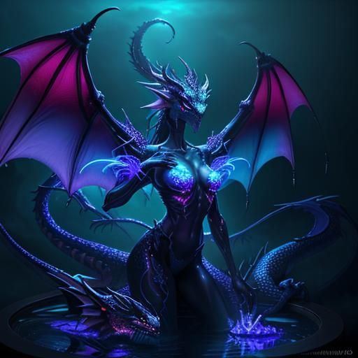 Glowing Glass Woman Statue in Surreal Oil Painting