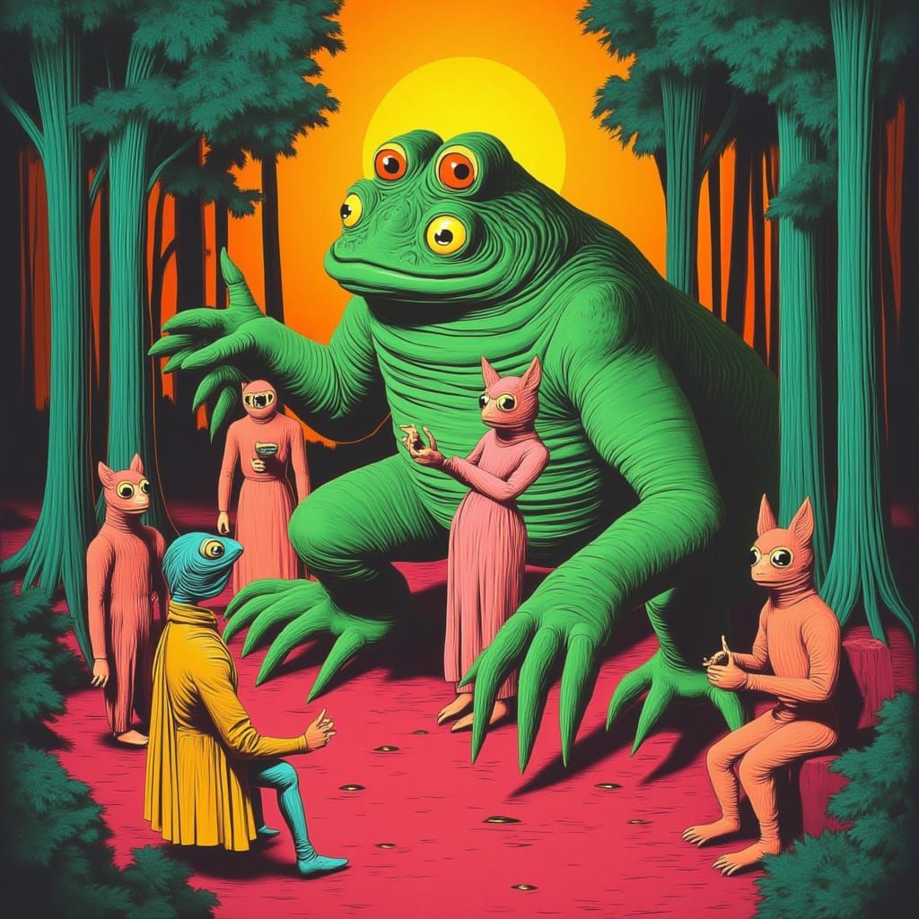 Toad and Fox Bride in Matisse Style