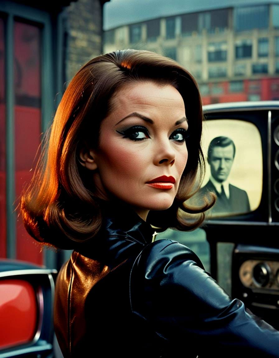 Emma Peel Vintage Portrait with Distressed Photo Effects