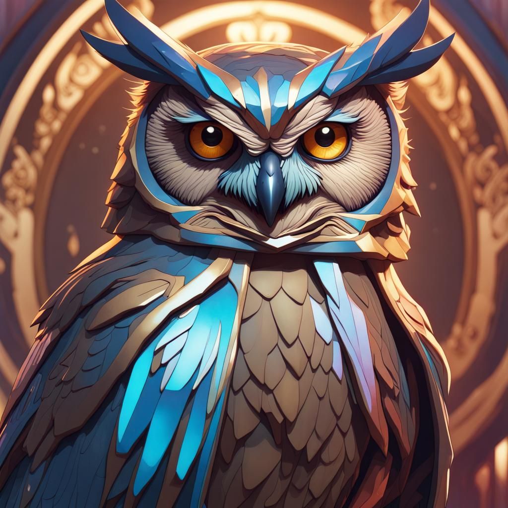 Brown and Blue Great Horned Owl