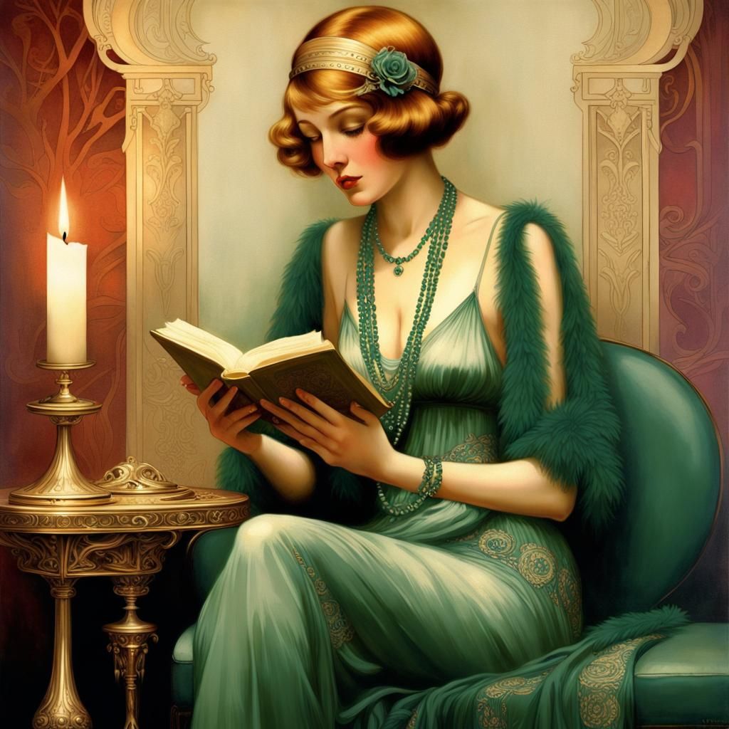 Art Nouveau Flapper with Emeralds