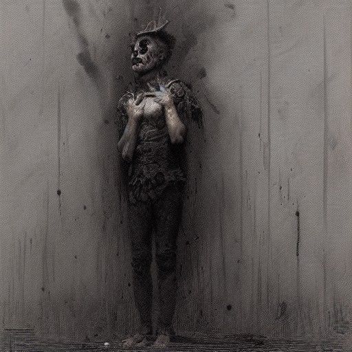 Sad Clown in Gothic Horror Style