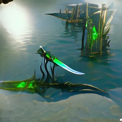 Green Glass Swords in Unreal Engine: Neon Concept Art