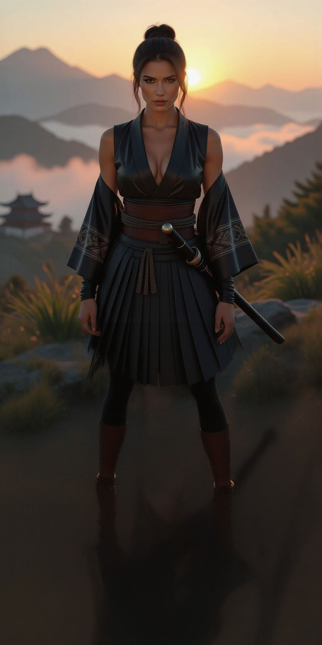 Martial Arts Master in Feudal Japan, Ultra-Realistic Illustr...