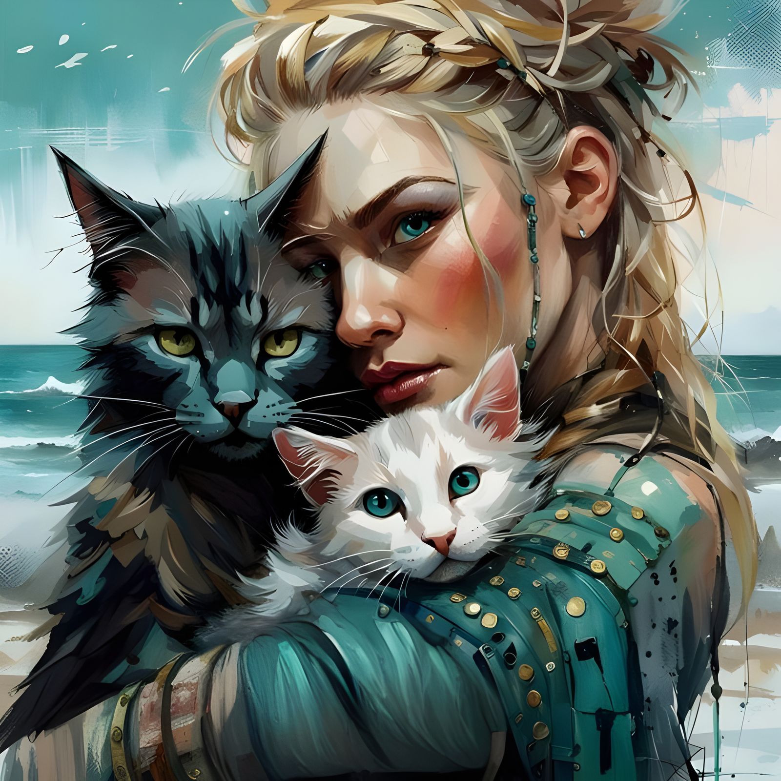 Freyja and her cats..