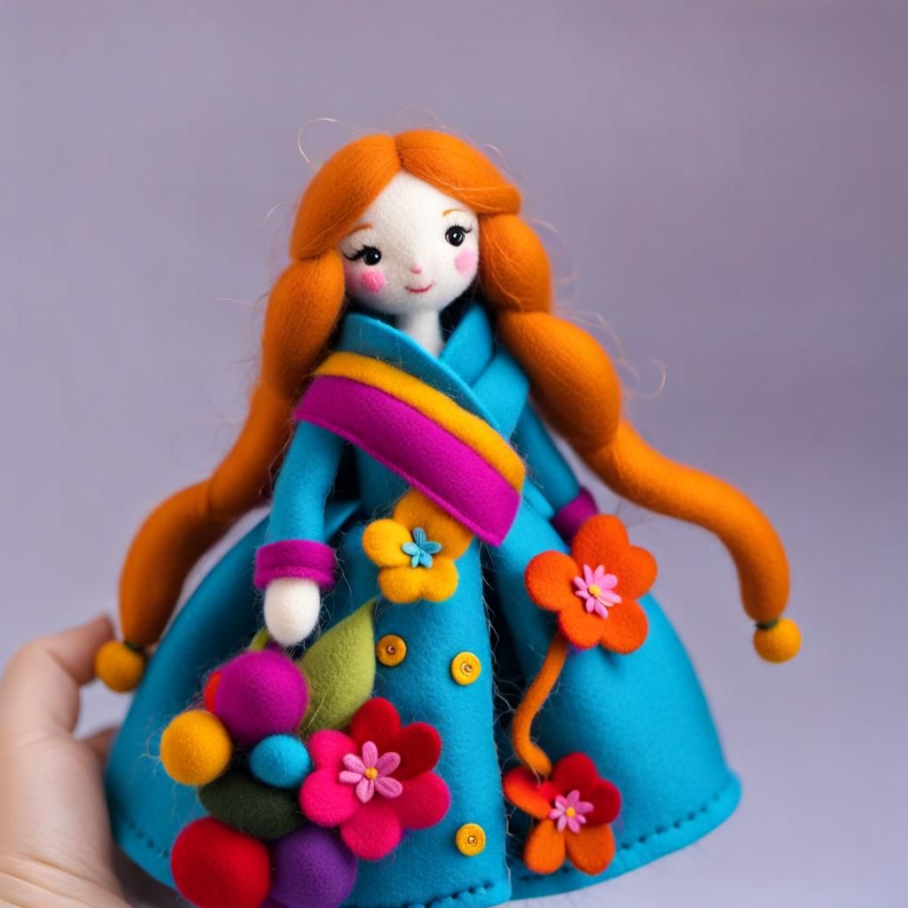 Detailed Woolen Toy of a Beautiful Girl