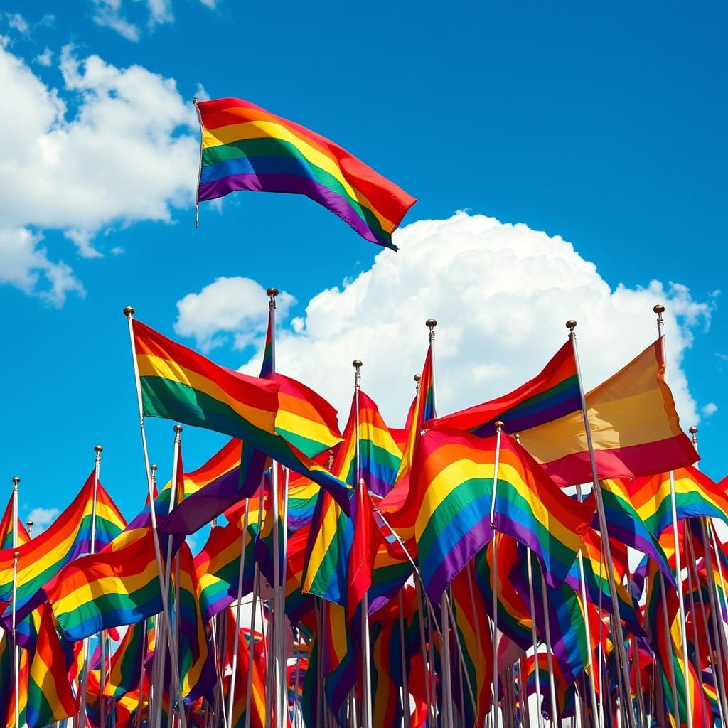 Vibrant Rainbow Tapestry in Whimsical Style