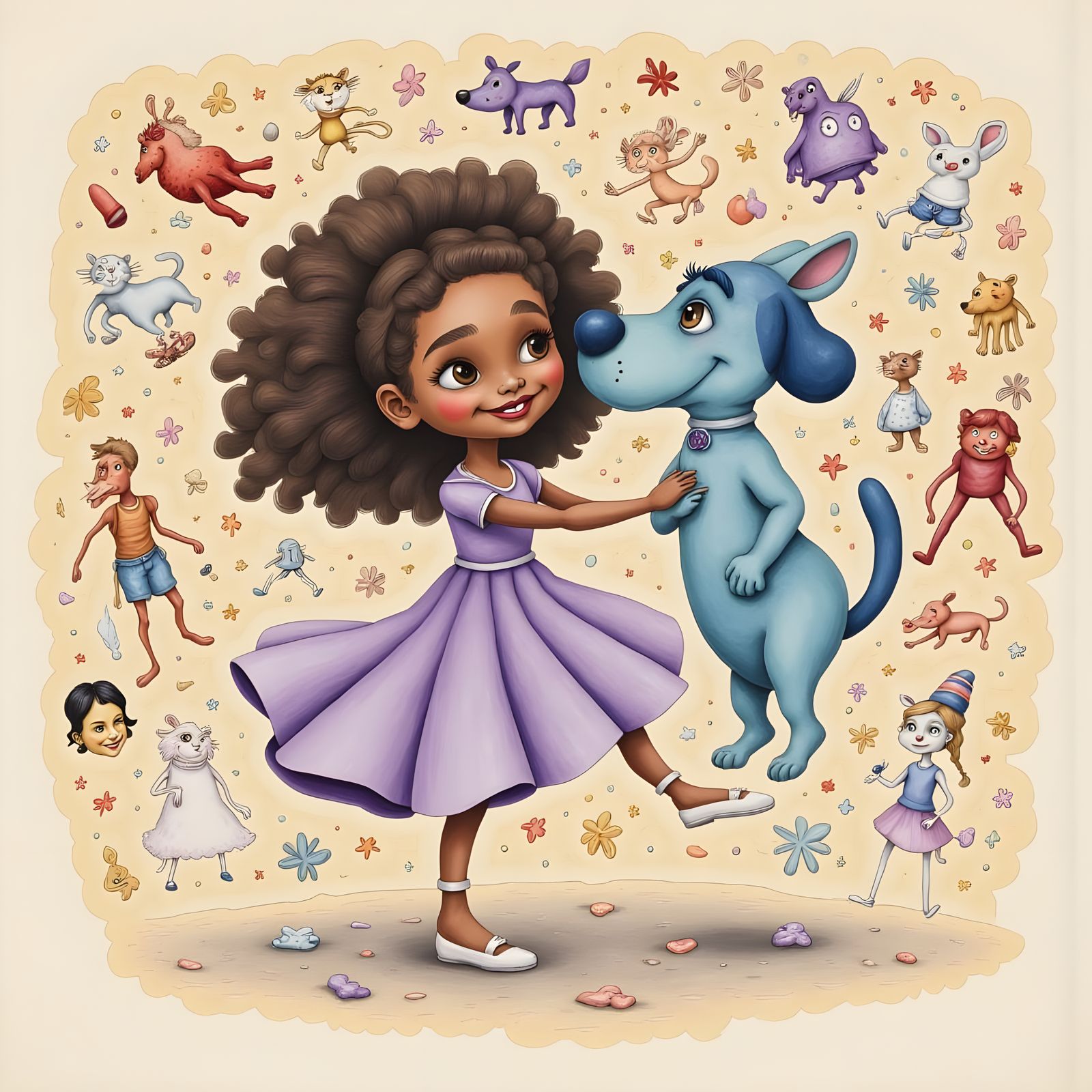 Whimsical Watercolor Dance in Muted Pastels