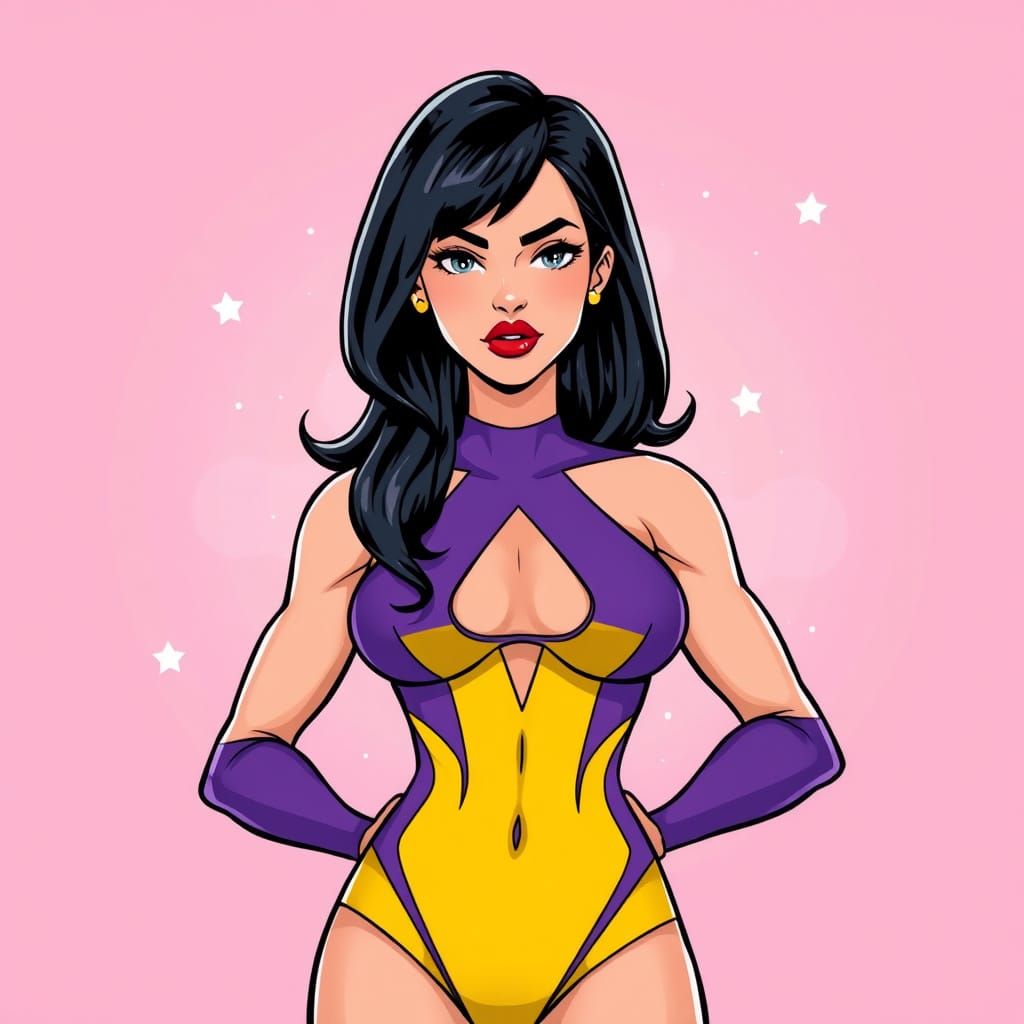 Bold Female Superhero in Vibrant Comic Book Style