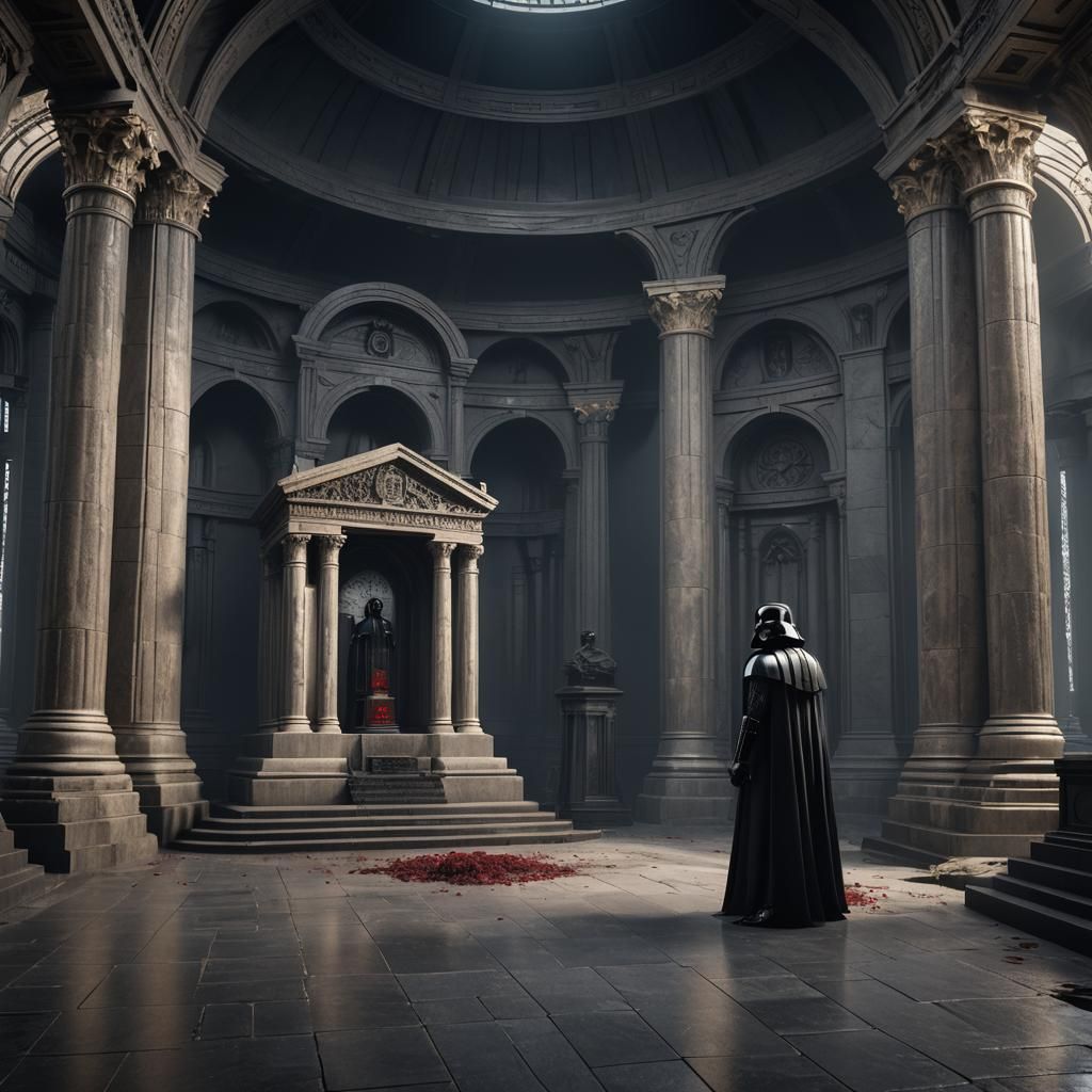 Darth Vader Mourns in Detailed Mausoleum