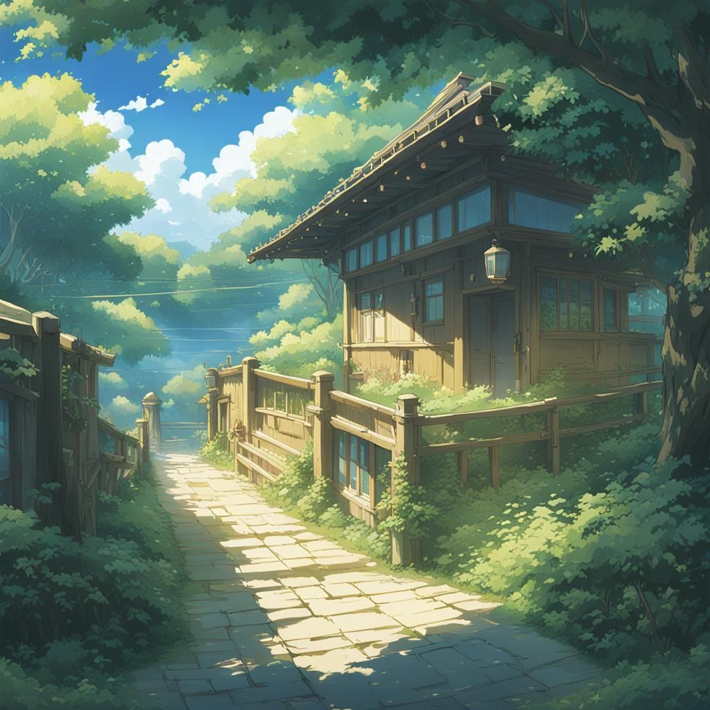 Anime Style Street Scene by Makoto Shinkai