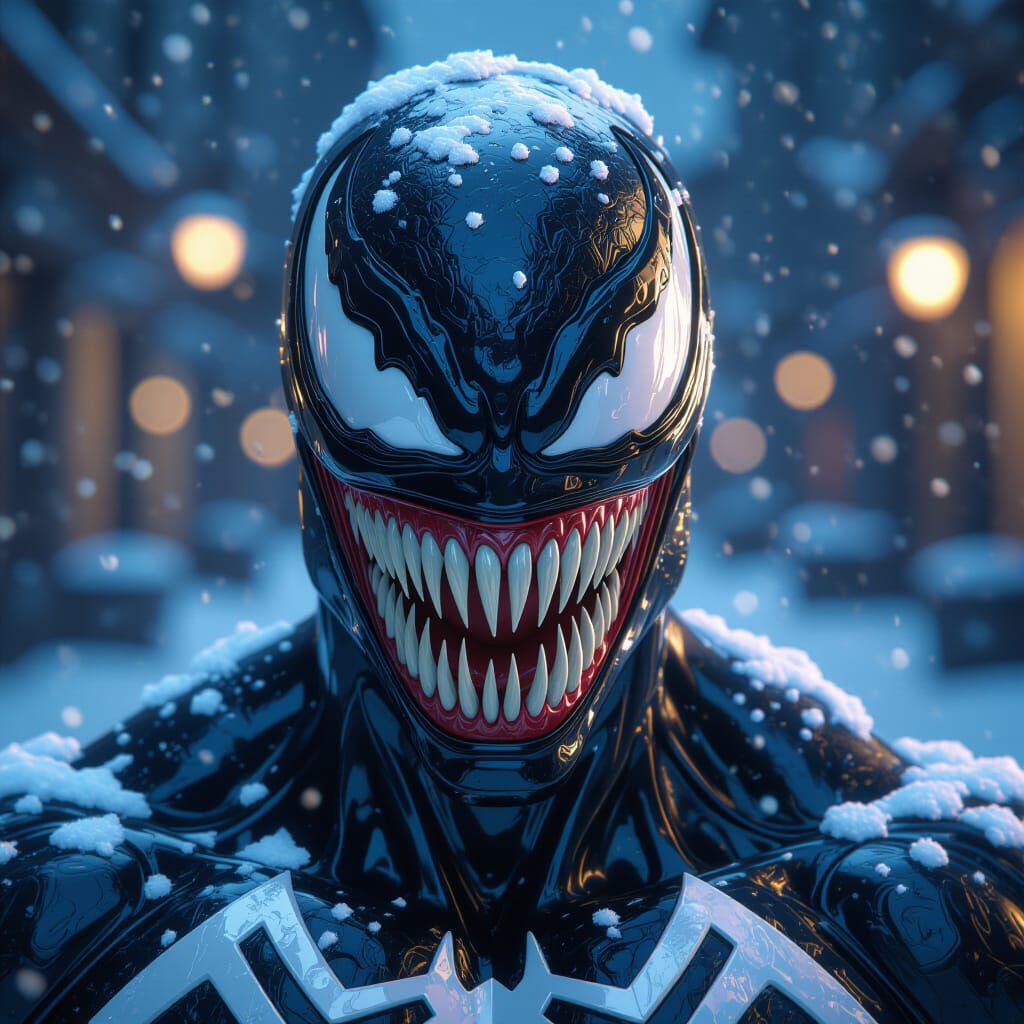 Venom Snowflake Portrait in Art Nouveau Style