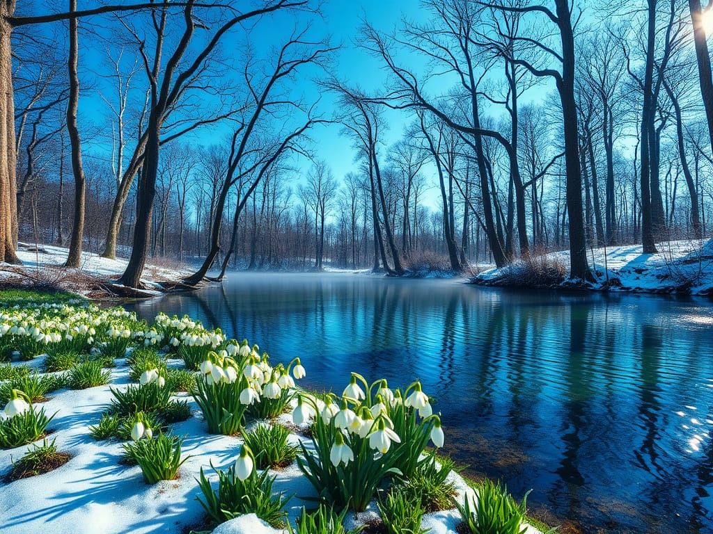 Serenity in Early Spring: A Forest Lake Awakens